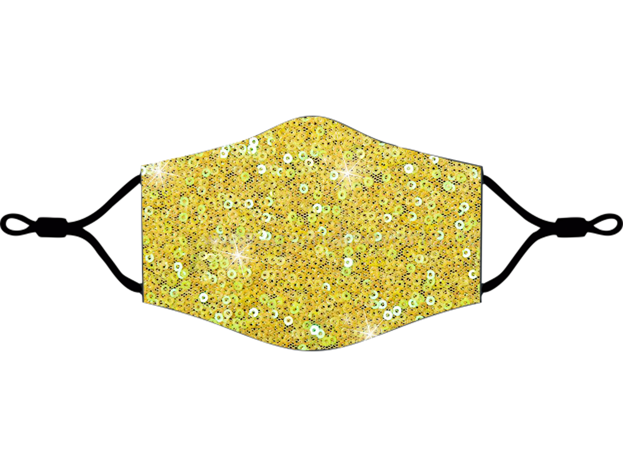 Adjustable Sequins Fabric Mask Yellow