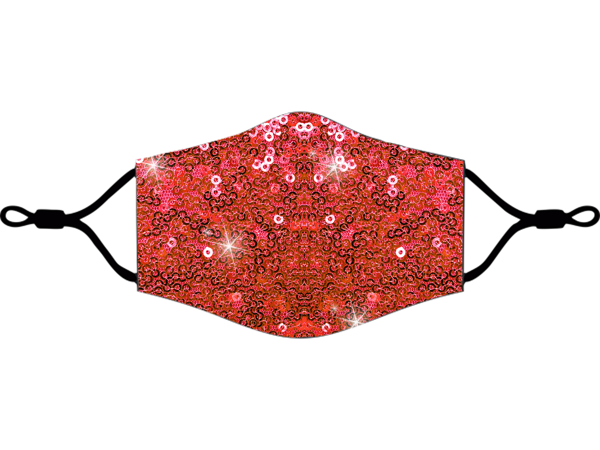 Adjustable Sequins Fabric Mask Red